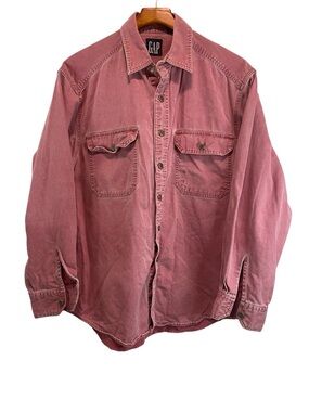 VTG GAP Denin Rose Button-Front Shirt Jacket 100% cotton